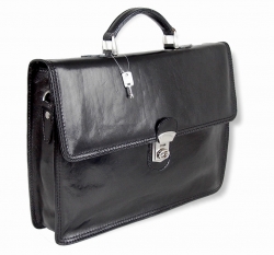 Luxusní kožená taška-aktovka IL GIGLIO v černé barvě.