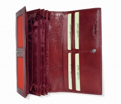 Dámská bordó kožená peněženka VERA PELLE - vnitřní členění.