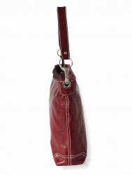 Luxusní červená kožená kabelka IL GIGLIO - bok kabelky.