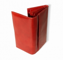 Dámská červená kožená peněženka VERA PELLE - zadní strana.