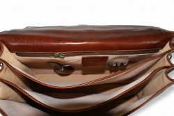 Luxusní kožená taška-aktovka v hnědé barvě, IL GIGLIO - vnitřní členění tašky.