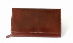 Dámská hnědá luxusní peněženka VERA PELLE z kvalitní kůže.
