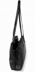 Luxusní kožená taška IL GIGLIO v černé barvě - bok tašky.
