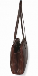 Luxusní kožená taška IL GIGLIO v tmavohnědé barvě - bok tašky.