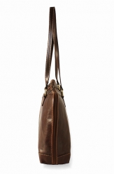 Luxusní velká kožená taška IL GIGLIO v hnědé barvě - bok tašky.
