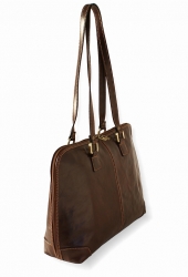 Luxusní velká kožená taška IL GIGLIO v hnědé barvě - zadní strana tašky.