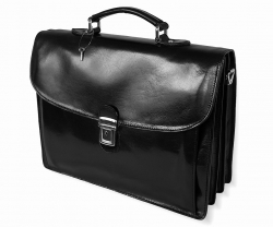 Velká kožená taška-aktovka v černé barvě, IL GIGLIO.