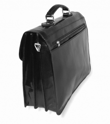Velká kožená taška-aktovka v černé barvě IL GIGLIO - zadní strana tašky.