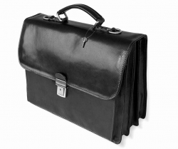Luxusní kožená taška-aktovka v černé barvě, IL GIGLIO.