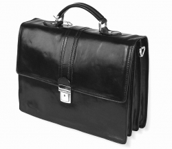 Luxusní kožená taška-aktovka v černé barvě, IL GIGLIO.