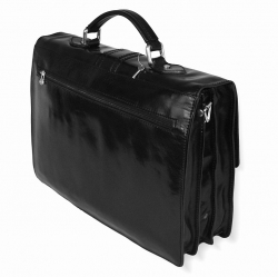Luxusní kožená taška-aktovka v černé barvě, IL GIGLIO - zadní strana tašky.