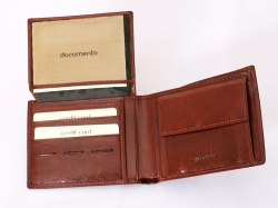 Pánská hnědá kožená peněženka VERA PELLE - rozložená.