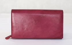 Dámská luxusní peněženka VERA PELLE z kvalitní kůže v bordó světlé barvě