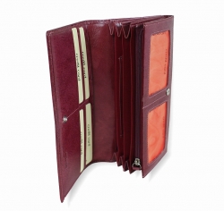 Dámská bordó kožená peněženka VERA PELLE z kvalitní kůže - vnitřní členění.