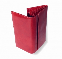 Dámská červená kožená peněženka - zadní strana s volnou kapsou.