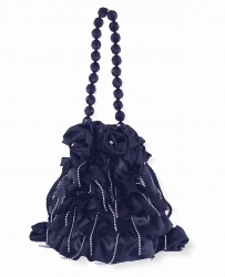 Pompadurka - společenská kabelka ve tvaru váčku v tmavomodré barvě.