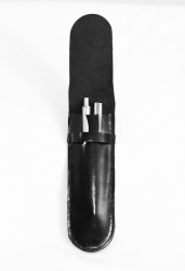 Kožené pouzdro na 1 až 2 tužky, černé, otevřené 