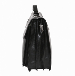 Luxusní černá kožená taška-aktovka IL GIGLIO - bok. 