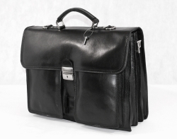 Luxusní černá kožená taška-aktovka IL GIGLIO.