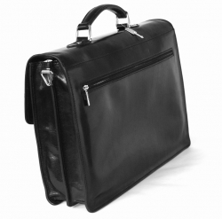 Luxusní kožená taška IL GIGLIO v černé barvě - ze zadní strany. 
