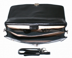 Luxusní kožená taška IL GIGLIO v černé barvě - vnitřní členění. 
