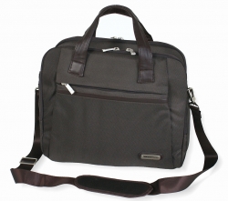 Elegantní taška pro notebook z textilního materiálu v tmavěhnědé barvě.