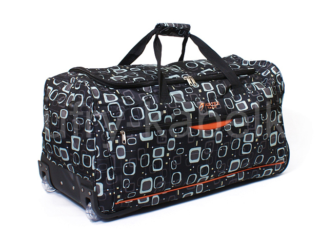 Cestovní taška na kolečkách AIRTEX, černá s barevným potiskem a oranžovými doplňky
