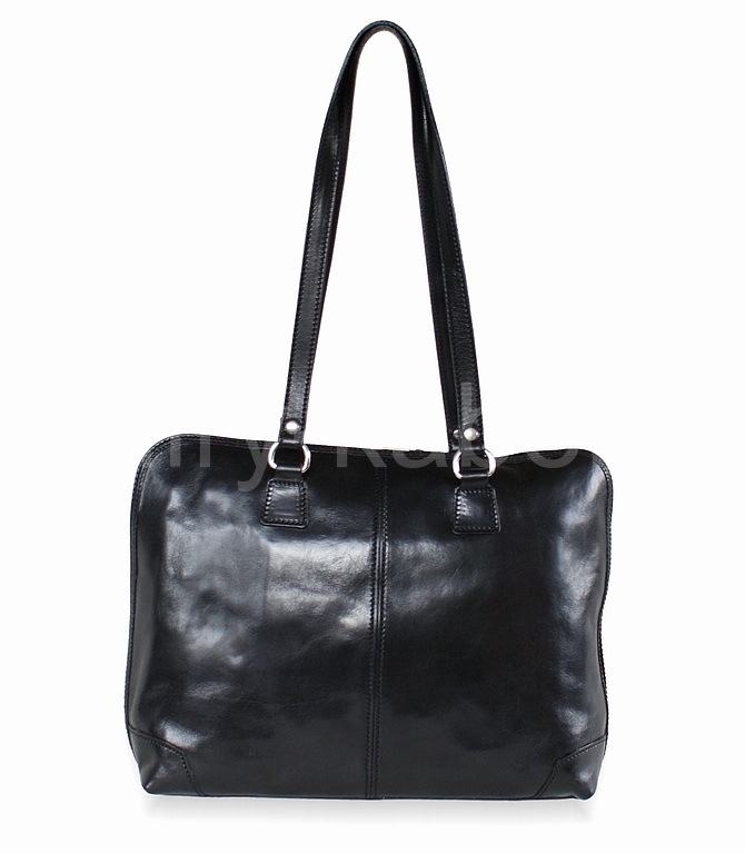 Luxusní velká kožená taška IL GIGLIO v černé barvě.